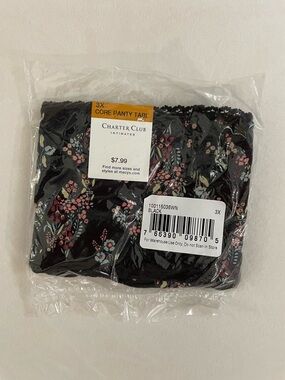 Charter Club intimates NWT Black Floral Panty Size 3X